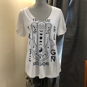 True Religion white and blue T-shirt. Never worn.